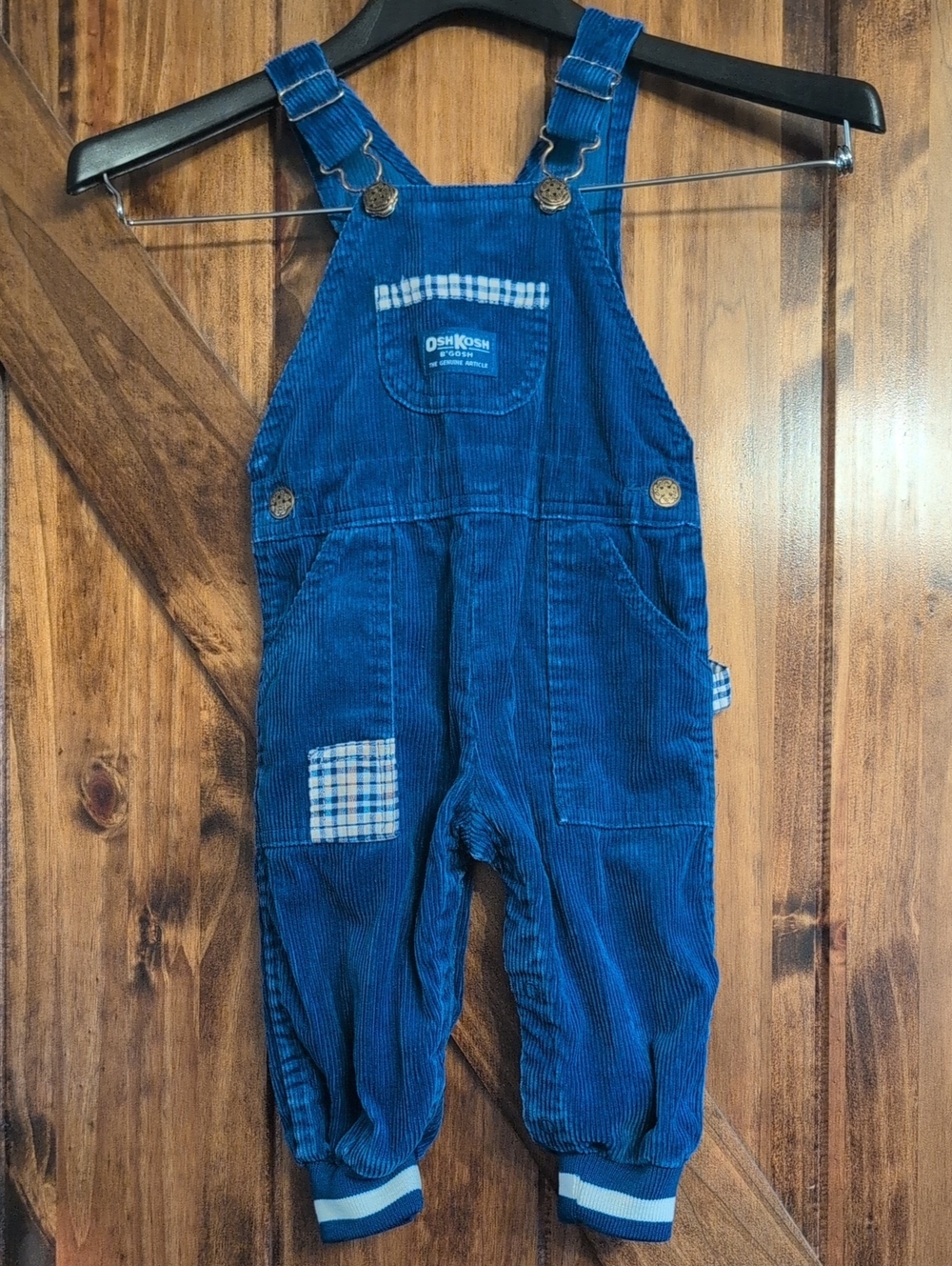OshKosh B'gosh Blue Corduroy Kids Overalls Vestbak Sz. 24 Months Elastic Cuffs